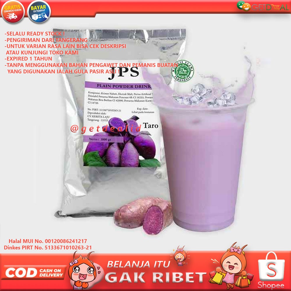 Jual Bubuk Minuman Rasa Taro Tanpa Gula Plain 1 Kilogram Powder Instan ...