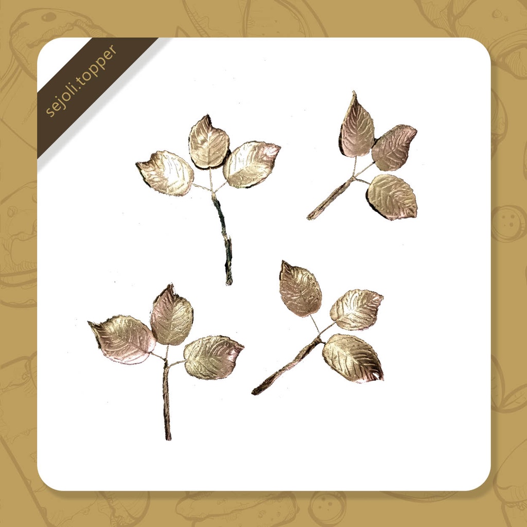 Jual Hiasan Kue/ Cake Topper Daun/ Gumpaste Bentuk Daun Emas | Shopee ...