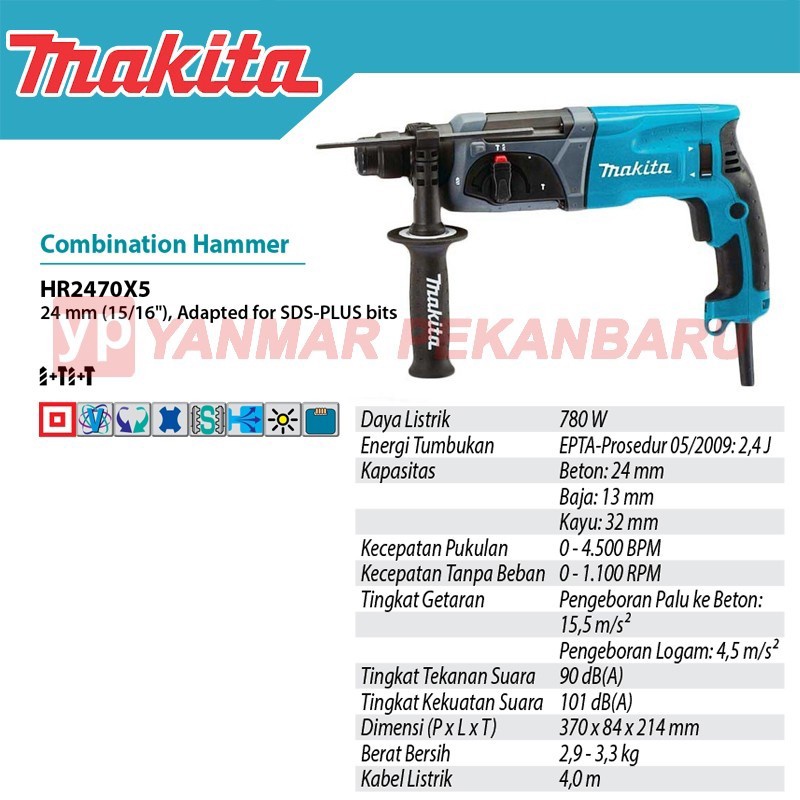 Trapano A Percussione Makita HR 2470 780 Watt 2,4 J SDS-Plus - Foto 5
