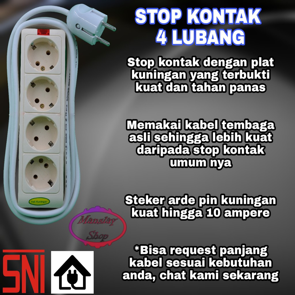 Jual Stop kontak 4 lubang kuningan | Shopee Indonesia