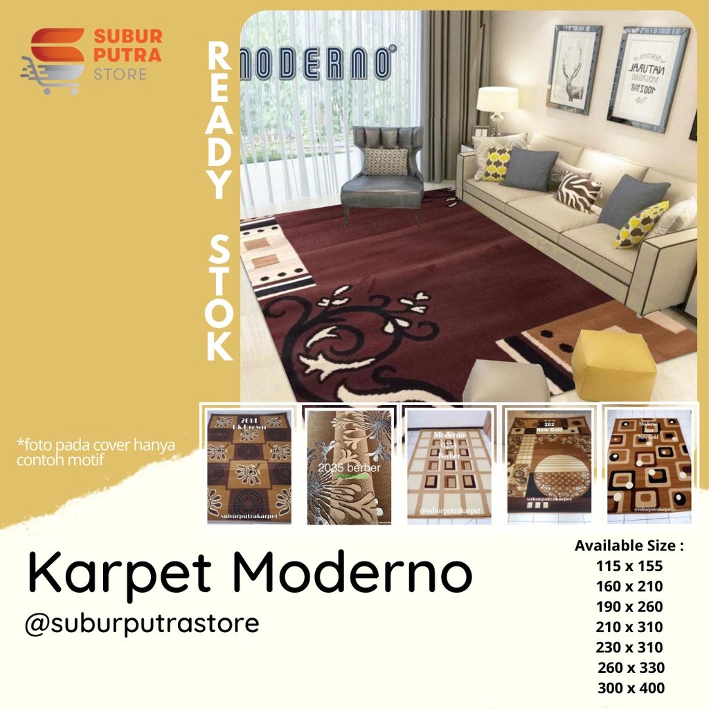 Karpet Permadani Moderno 210x310 cm – Varian Motif B Minimalis Collection | Anti Slip
