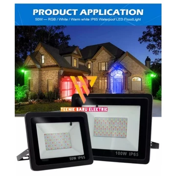 Lampu Sorot Rgb 50W Besar Warna Warni Tebal Emico Hias Taman Panggung Dekorasi Kamar Outdoor