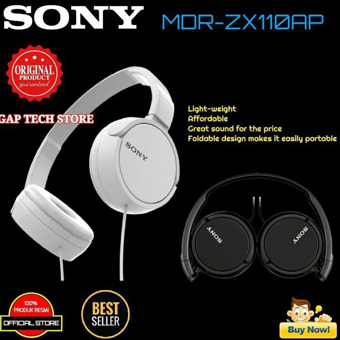 Jual Sony Mdr Zx110ap On Ear Stereo Headphone With Microphone Black Shopee Indonesia 7805