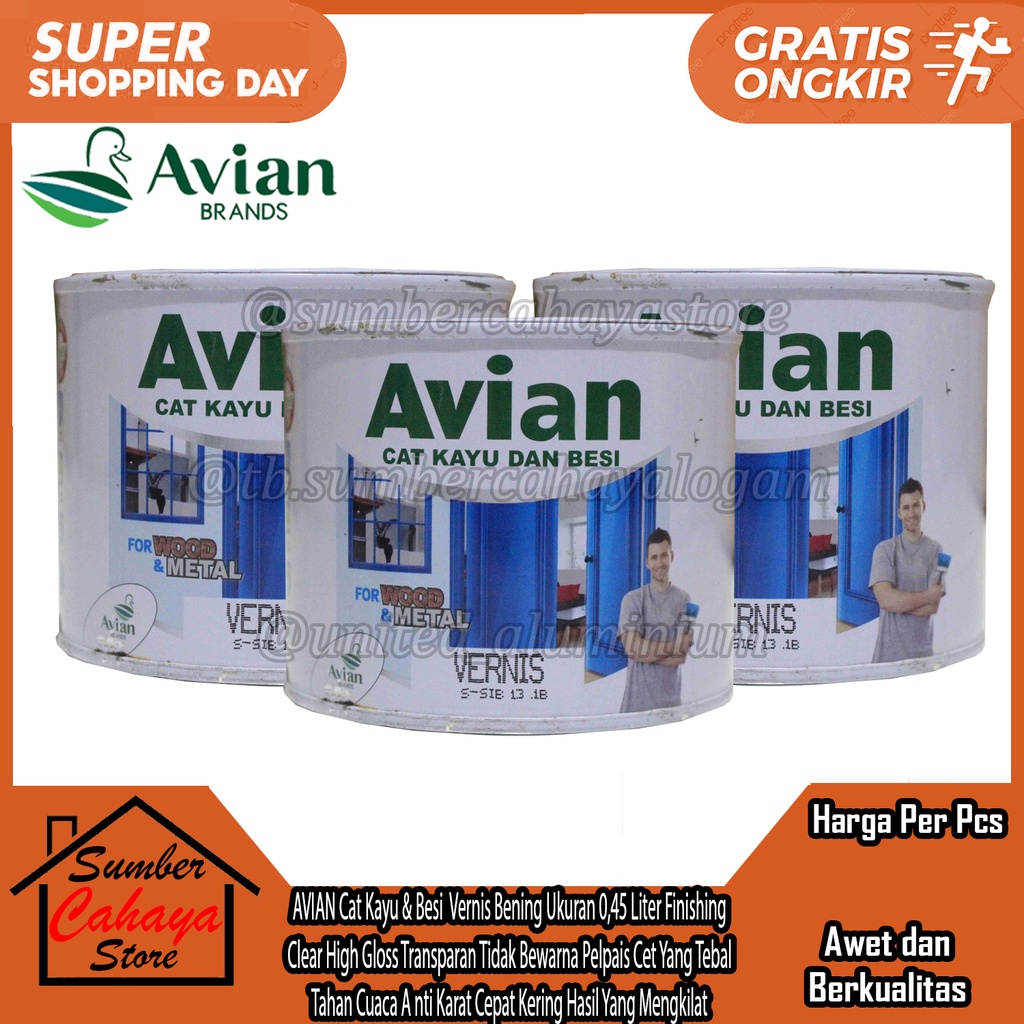 Jual Cat Kayu And Besi Avian Vernis Bening Finishing Clear High Gloss Transparan Pernis Ukuran 12 2082