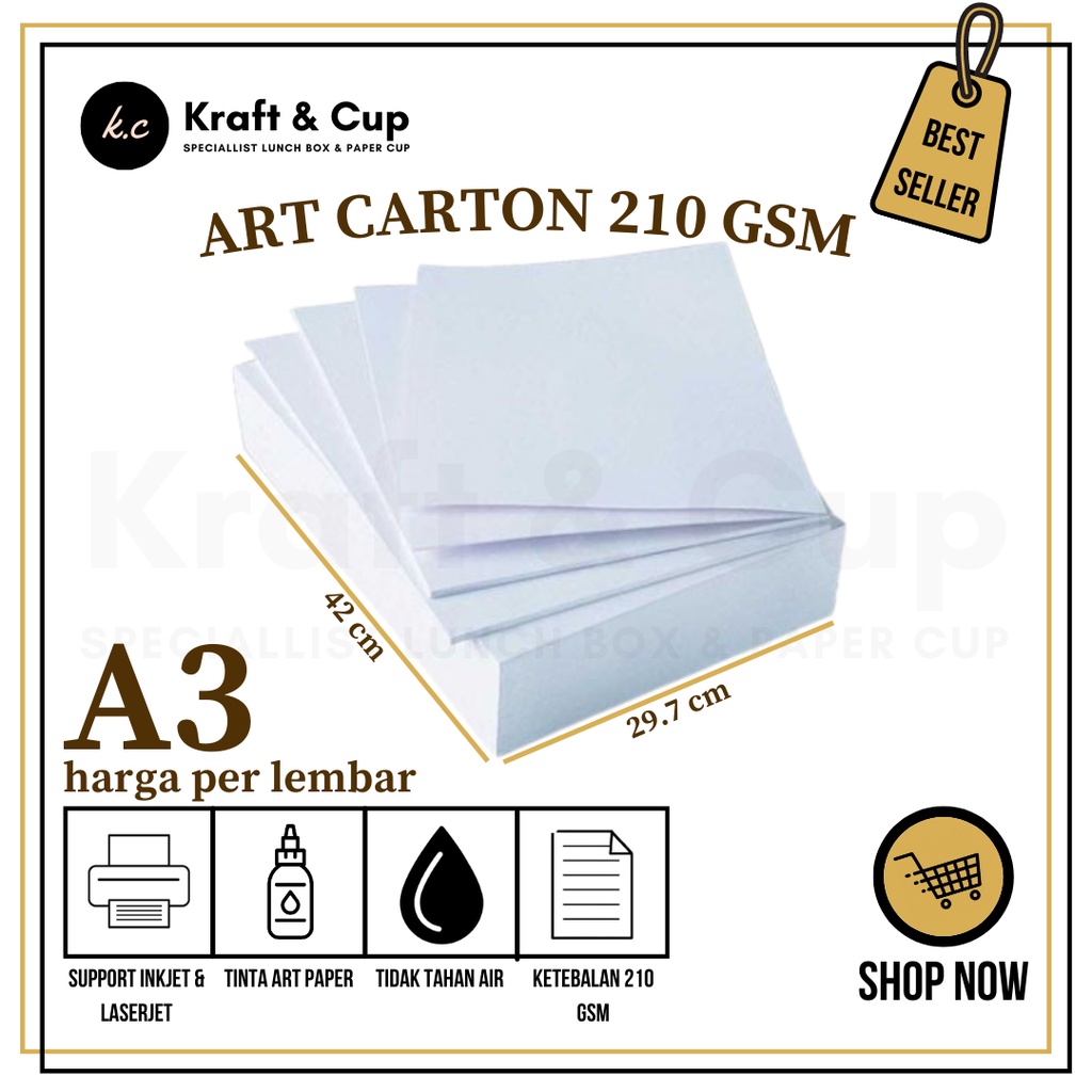 Jual Art Carton 210 gsm A3 per lembar / Art Carton A3 210 gsm | Shopee ...