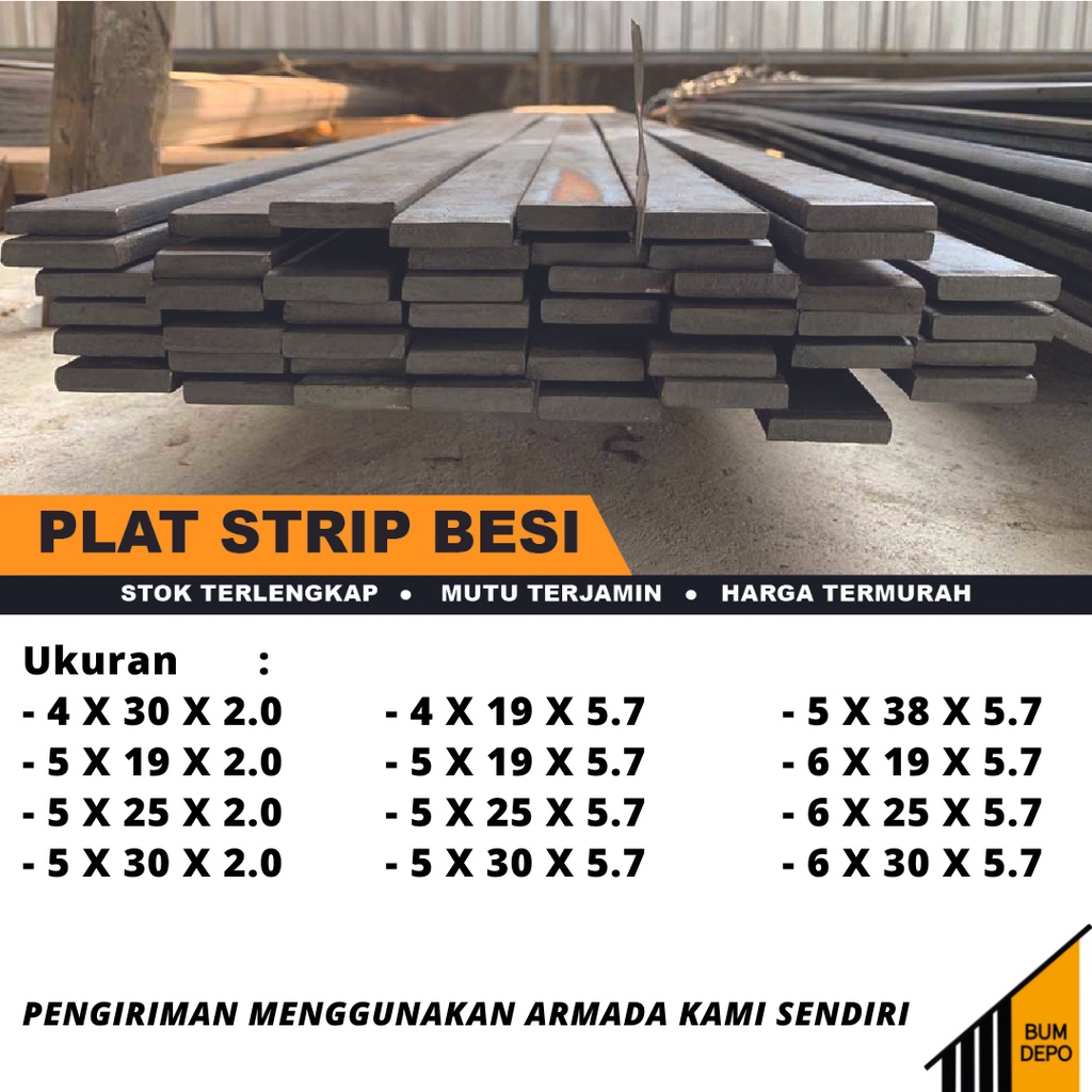 Jual PLAT STRIP BESI 4X19X5.7 5X19X5.7 5X25X5.7 5X30X5.7 5X38X5.7 ...