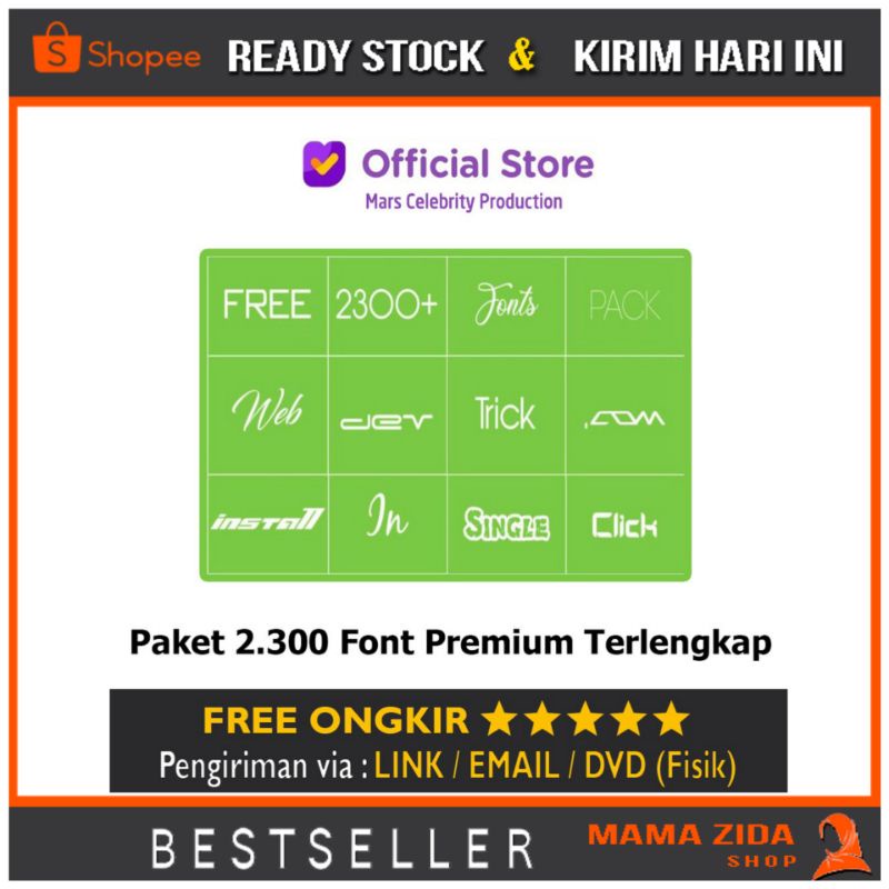Jual Paket 2300 Fonts Premium Terlengkap Free Download Font | Shopee ...