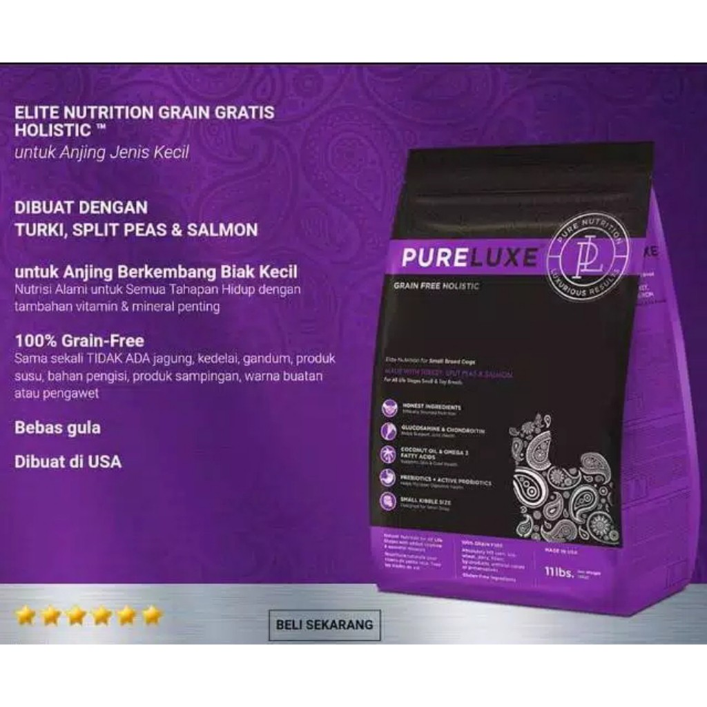 Jual Pureluxe dog small breed grainfree 5 kg ( 11lbs) Shopee Indonesia