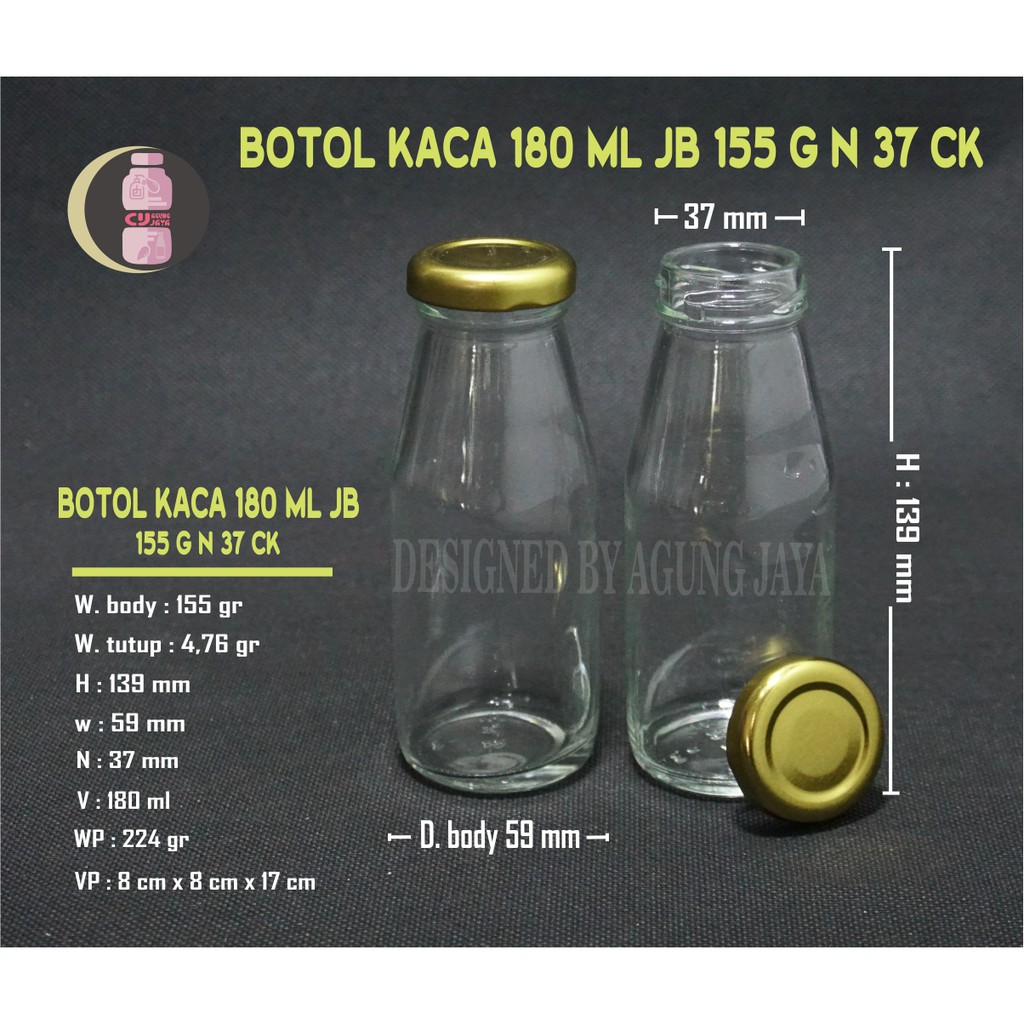 Jual Botol Kaca 180Ml/ /Botol Juice Kaca/Botol Kopi/Botol Kaca Cair/Yk ...