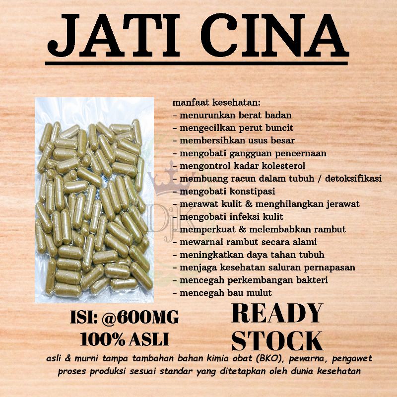 kapsul pelangsing jati cina isi 100 kapsul
