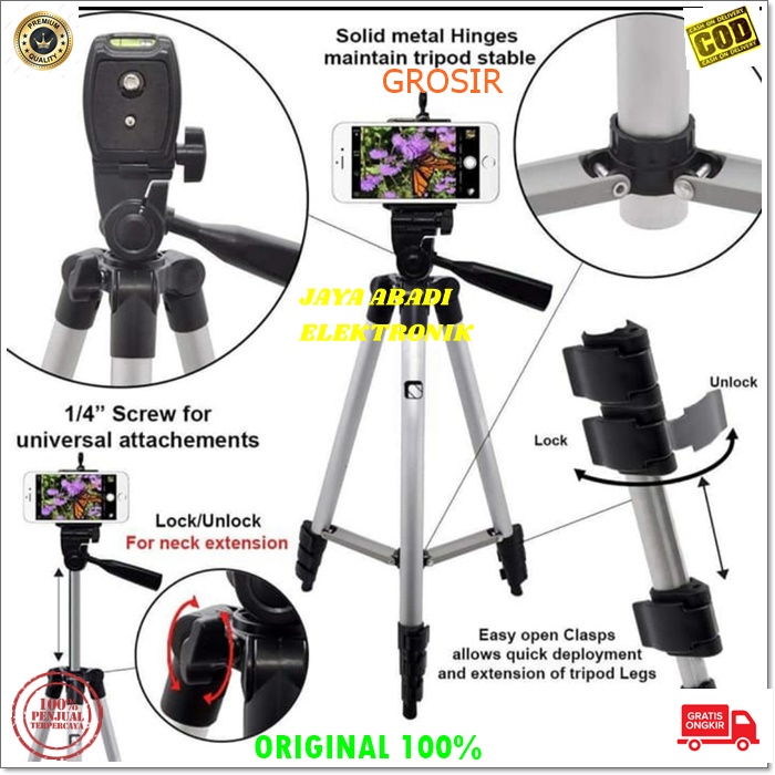 Jual J150 ORIGINAL TRIPOD KAMERA KAKI TIGA HOLDER HANDPHONE CAMERA ...