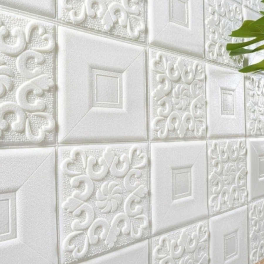Jual WALLFOAM STICKER BATIK PUTIH 3D // BAHAN TEBAL (5 MM) WALLPAPER ...