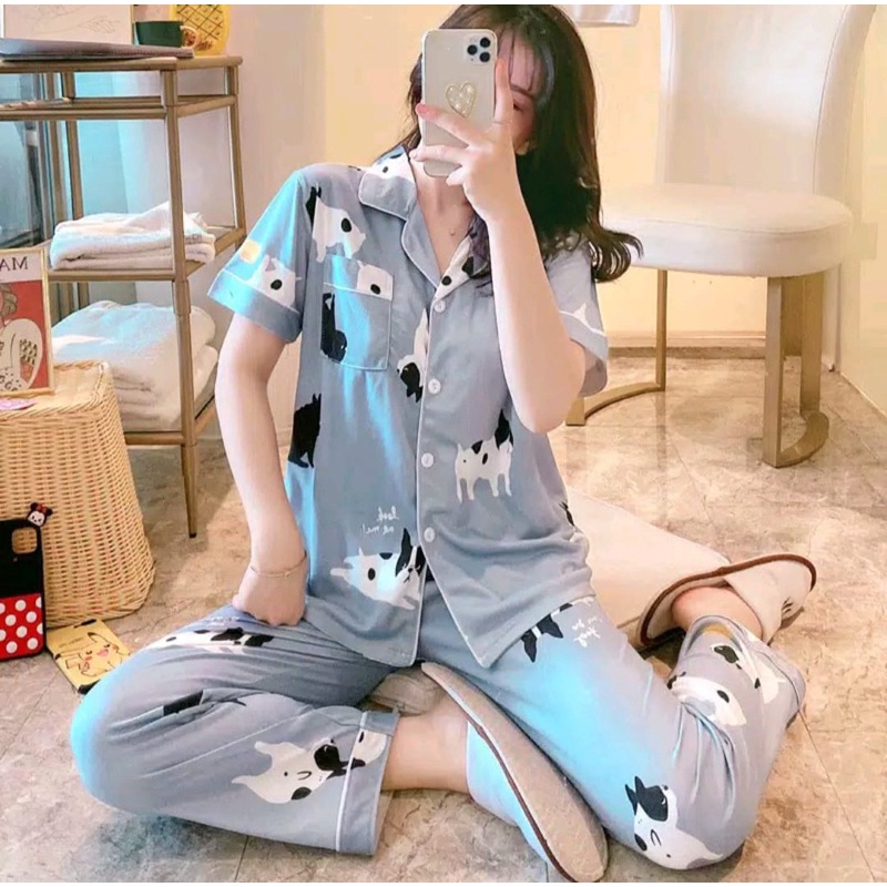 Jual Ready Stock Baju Tidur Piyama Set Kemeja Celana Panjang Baju ...