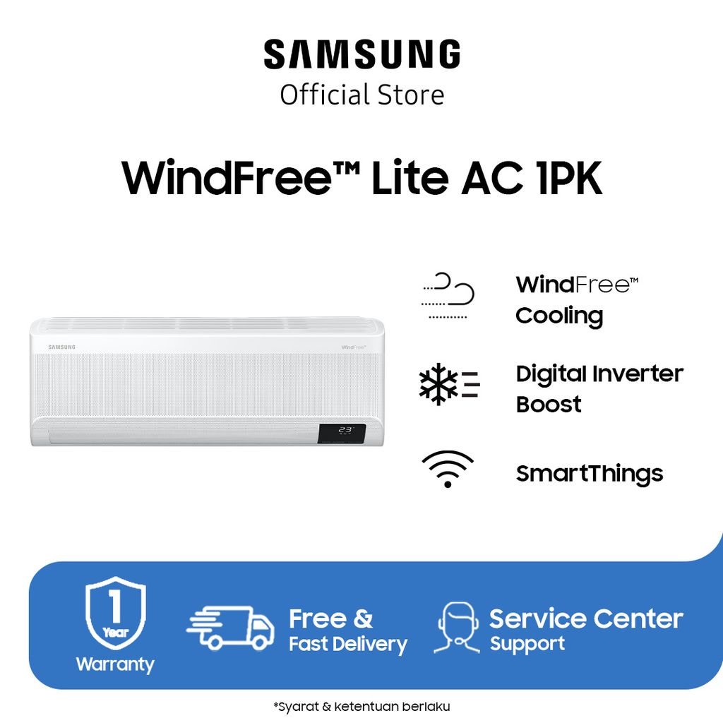 Jual Samsung AC Air Conditioner WindFree Lite 1PK Wall Mounted Conditioner AR10CYFAAWKNSE