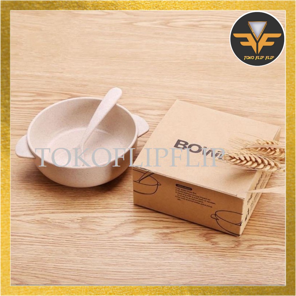 Jual Mangkok Jerami Gandum Sendok Ml Wheat Straw Bowl Mangkuk Jerami Set Include Box