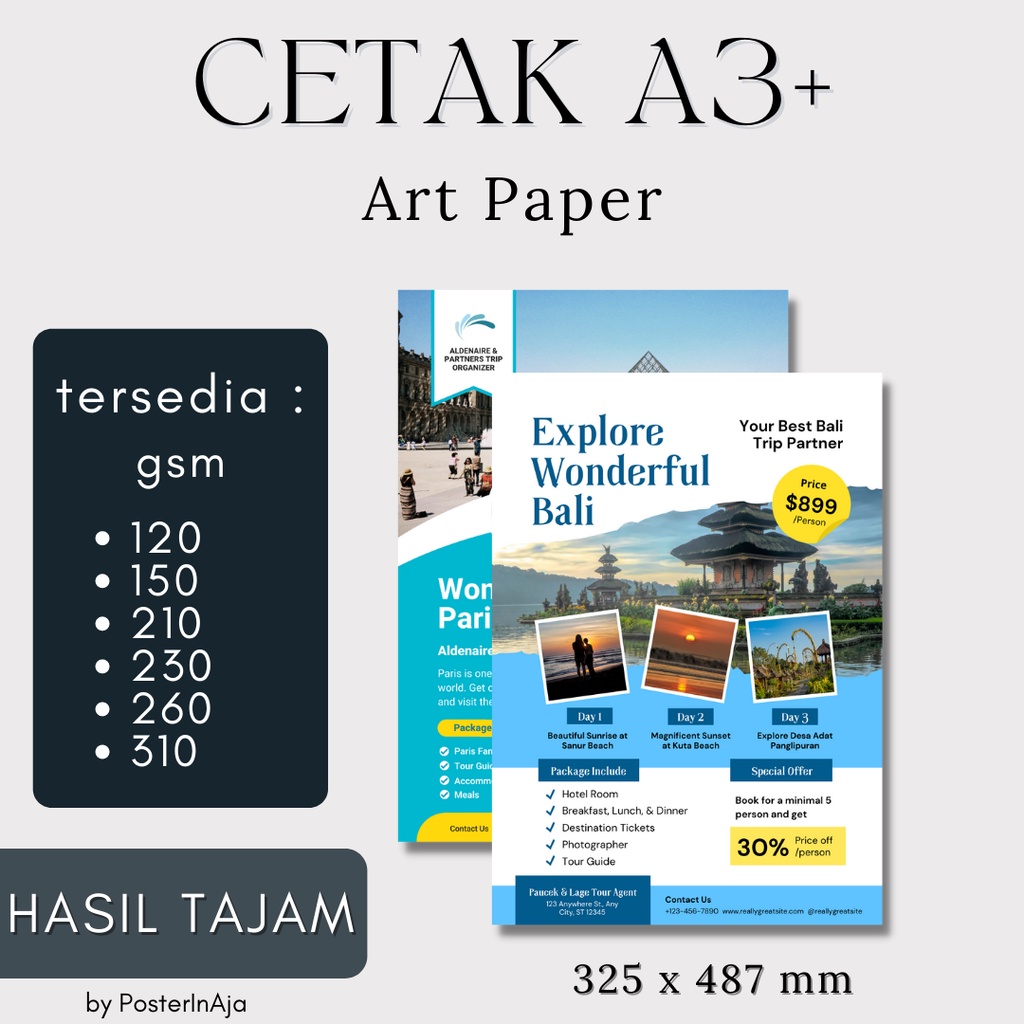 Jual Print Cetak Art Paper A3+ 120 150 210 230 260 310 gsm High Quality Full Color
