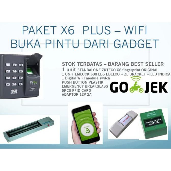 Jual Akses Dari Gadget Door Access Paket X6 Zkteco - Lengkap paket WIFI ...