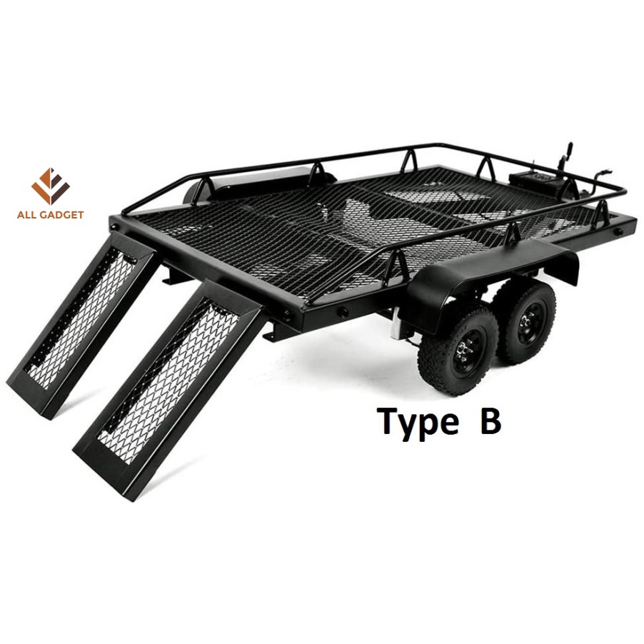 Jual Truck Trailer Hauler Dual Axle Metal Accessories Bak Gandeng Anhang Kit Rc Crawler