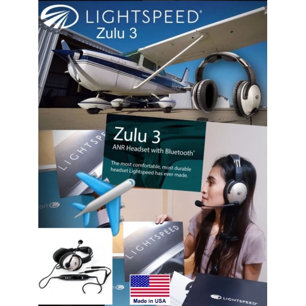 Jual Lightspeed ZULU 3 Aviation Headset GA Dual Plug w/Bluetooth4064
