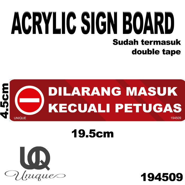 Jual Sign Board Acrylic Dilarang Masuk Kecuali Petugas Akrilik Papan Shopee Indonesia