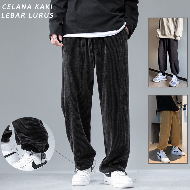 Jual Cod Promo Celana Panjang Corduroy Casual Model Lurus Pria Celana