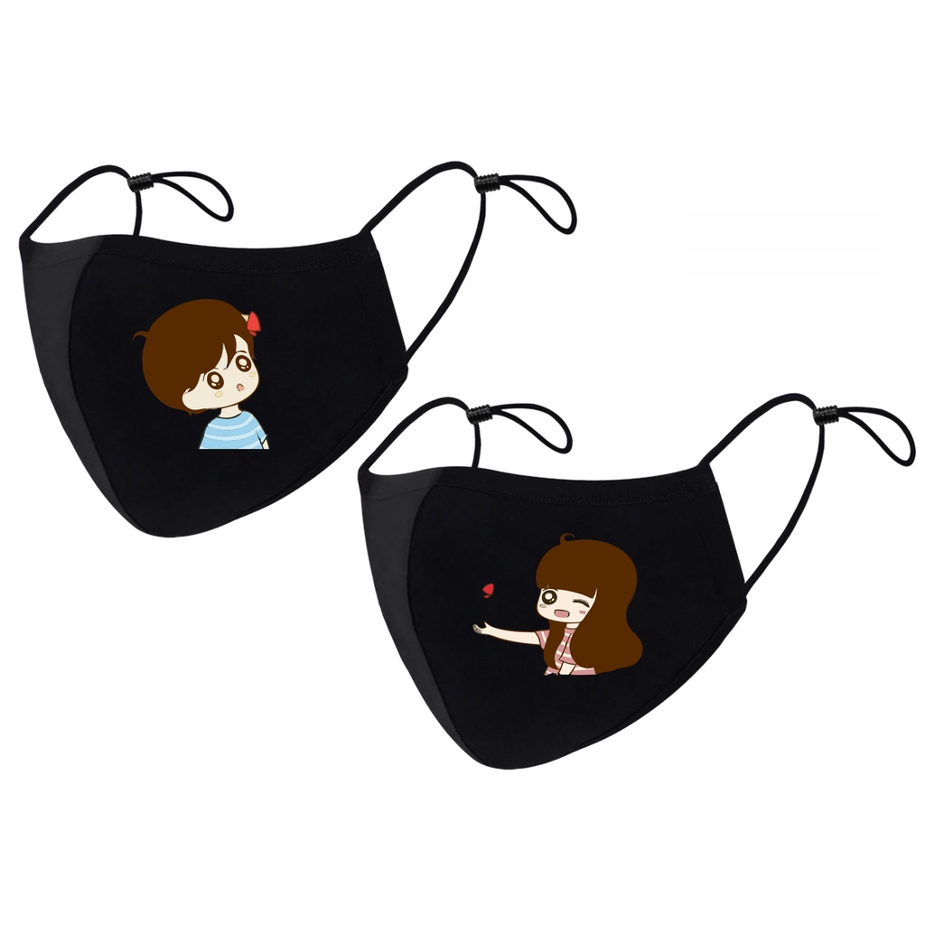 Jual Masker Couple Sepasang Cowok cewek Adjustable Gambar kartun Anime