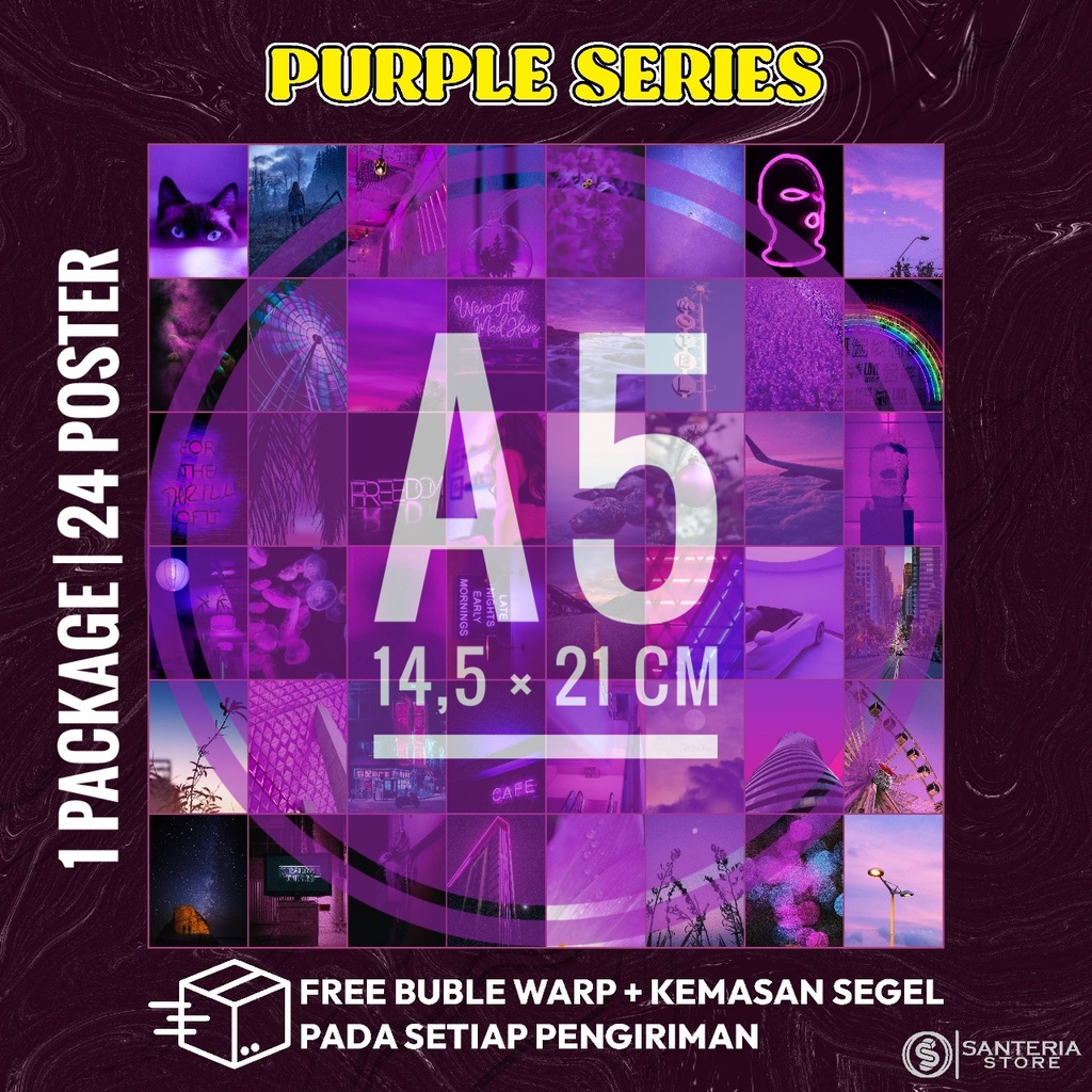 Jual Poster Dinding Aesthetic Variasi PURPLE | Isi 48 Poster | Poster ...
