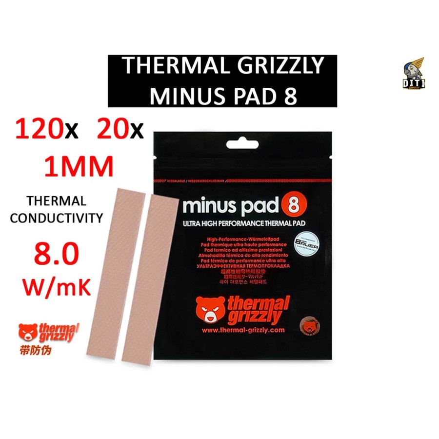 Jual THERMAL GRIZZLY MINUS PAD 8 HIGH PERFORMANCE THERMAL PAD
