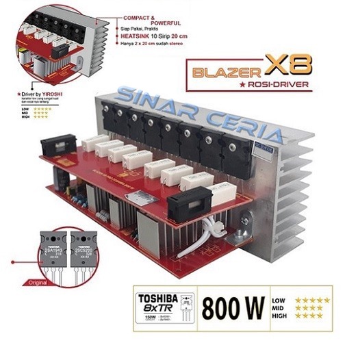 Jual Kit Power Profesional Amplifier BLAZER X8 ROSI-DRIVER 800W Mono