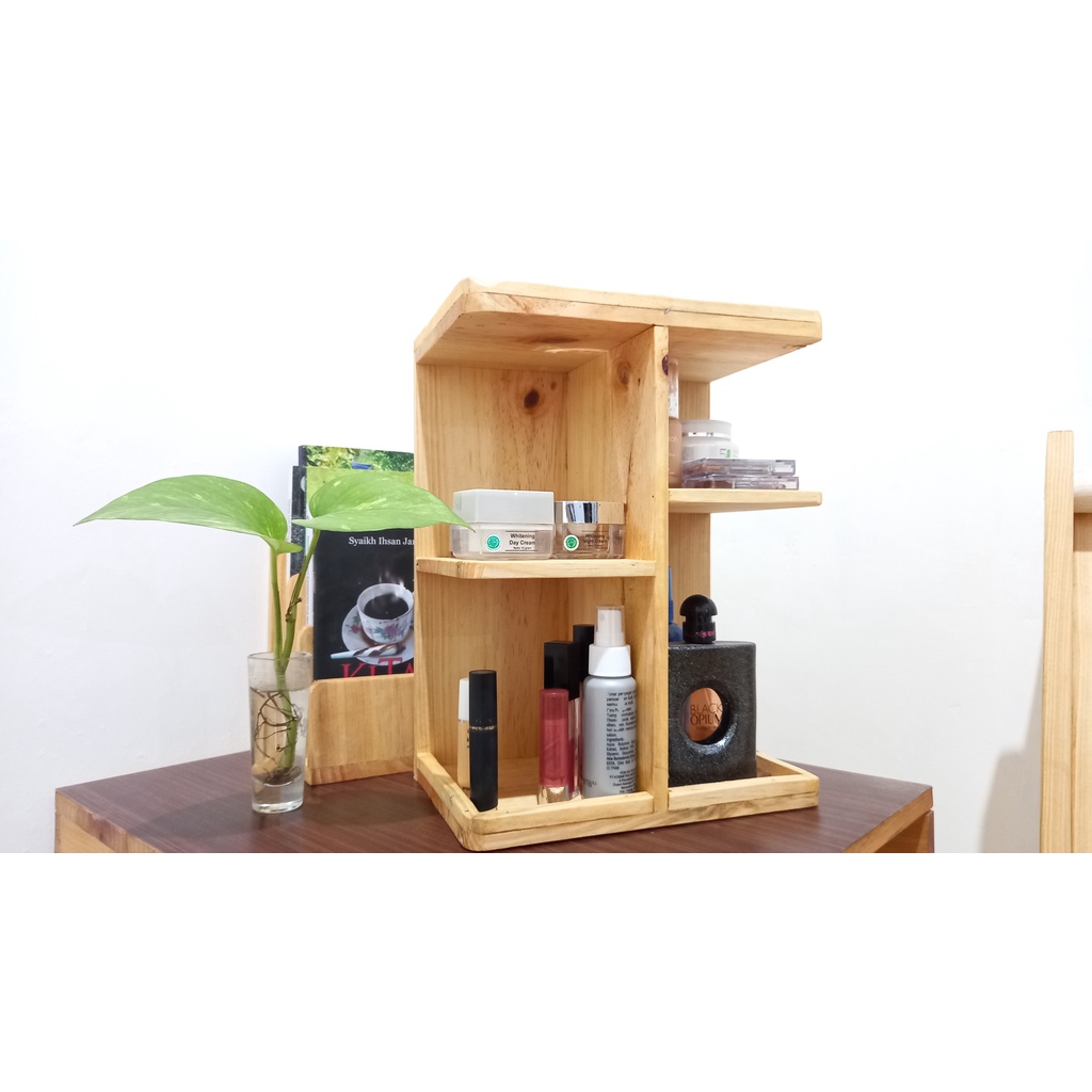 Jual Rak Make up / rak kosmetik kayu pinus / /rak kecantikan / wooden ...