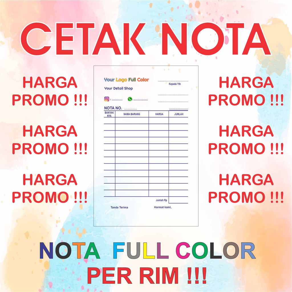 Jual Full Color Cetak Nota Bon Rangkap Ply Carbonless Tanpa Karbon Shopee Indonesia