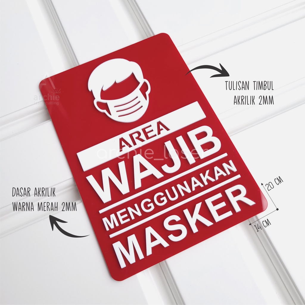 Jual Akrilik Kawasan Wajib Masker Sign Akrilik No Mask No Entry