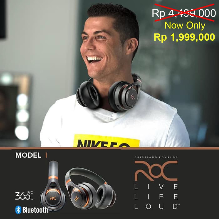 Jual ROC by Cristiano Ronaldo PREMIUM Wireless Headset Headphone ...