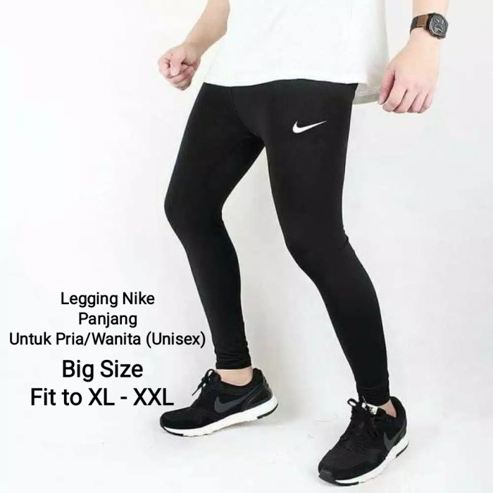 Jual pria sport legging sale nike menset celana legging olahraga jumbo panjang hitam xl xxl hitam Shopee Indonesia