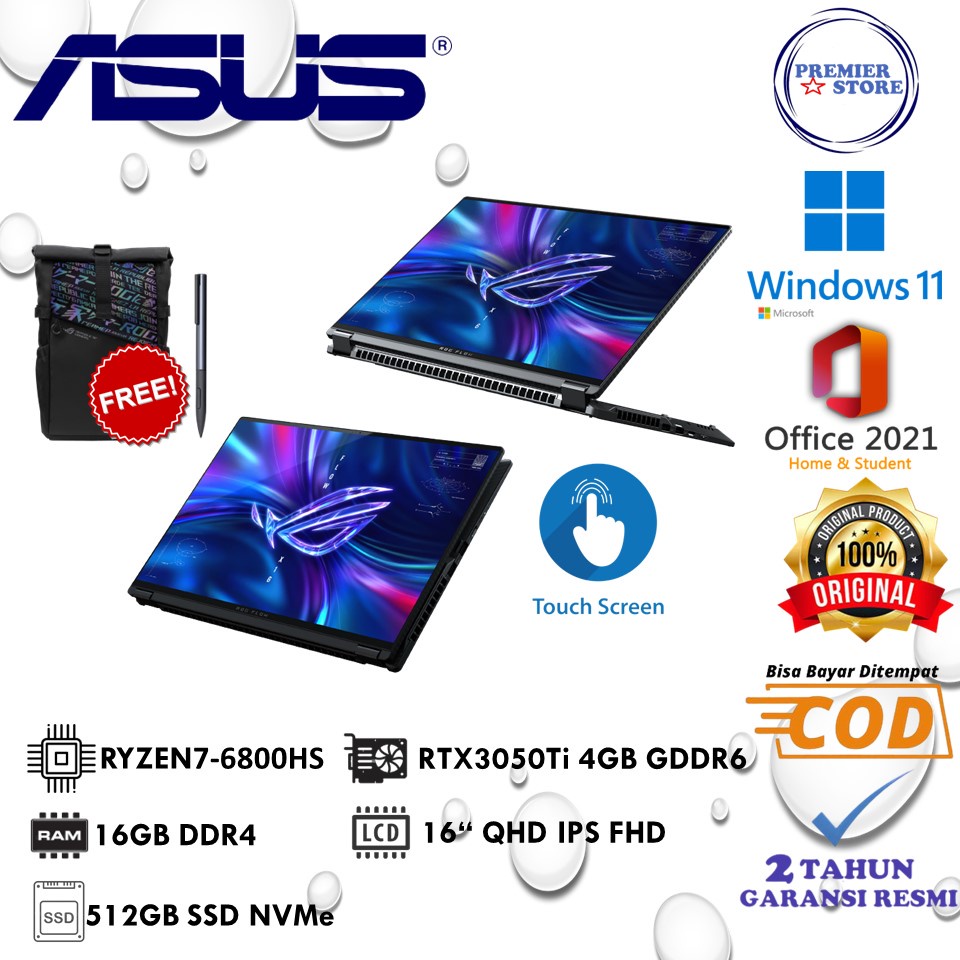 Jual Asus Rog Flow X Gv Re R R G T O Ryzen Hs Gb Gb Ssd Rtx Ti Qhd W Ohs