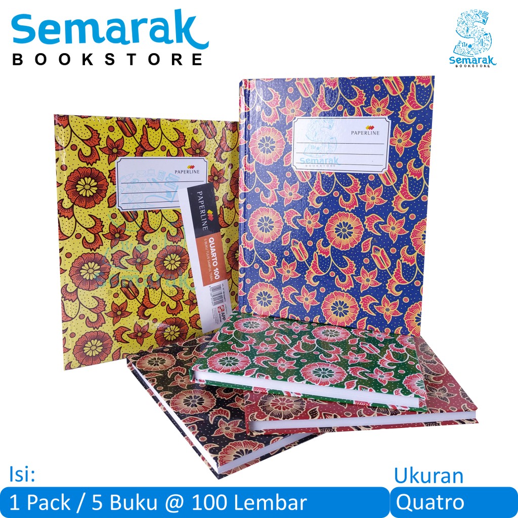 Jual Buku Tulis Sampul Tebal Paperline Hard Cover Quarto 1 Pack 5 Buku 100 Lembar Shopee 5150