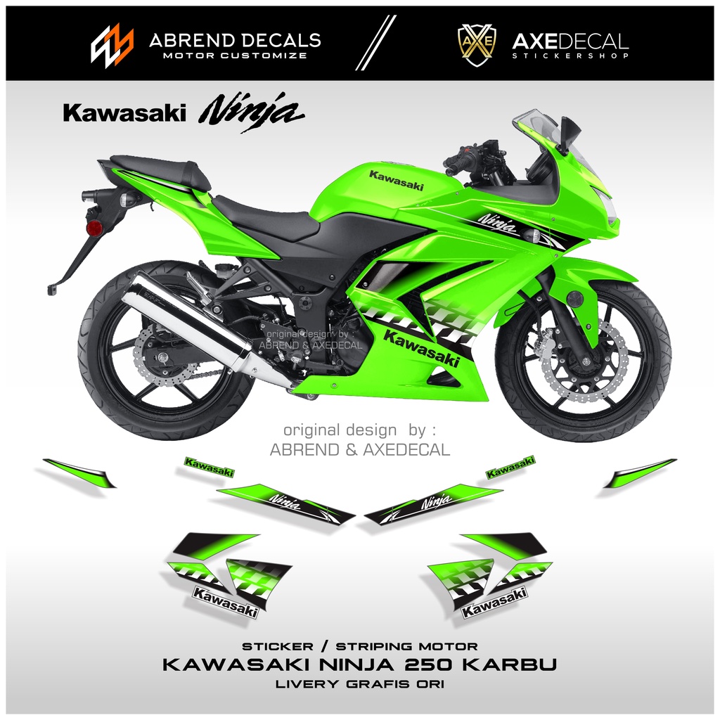 Jual Striping Ninja 250 Karbu Grafis ori / Stiker Motor Kawasaki Ninja