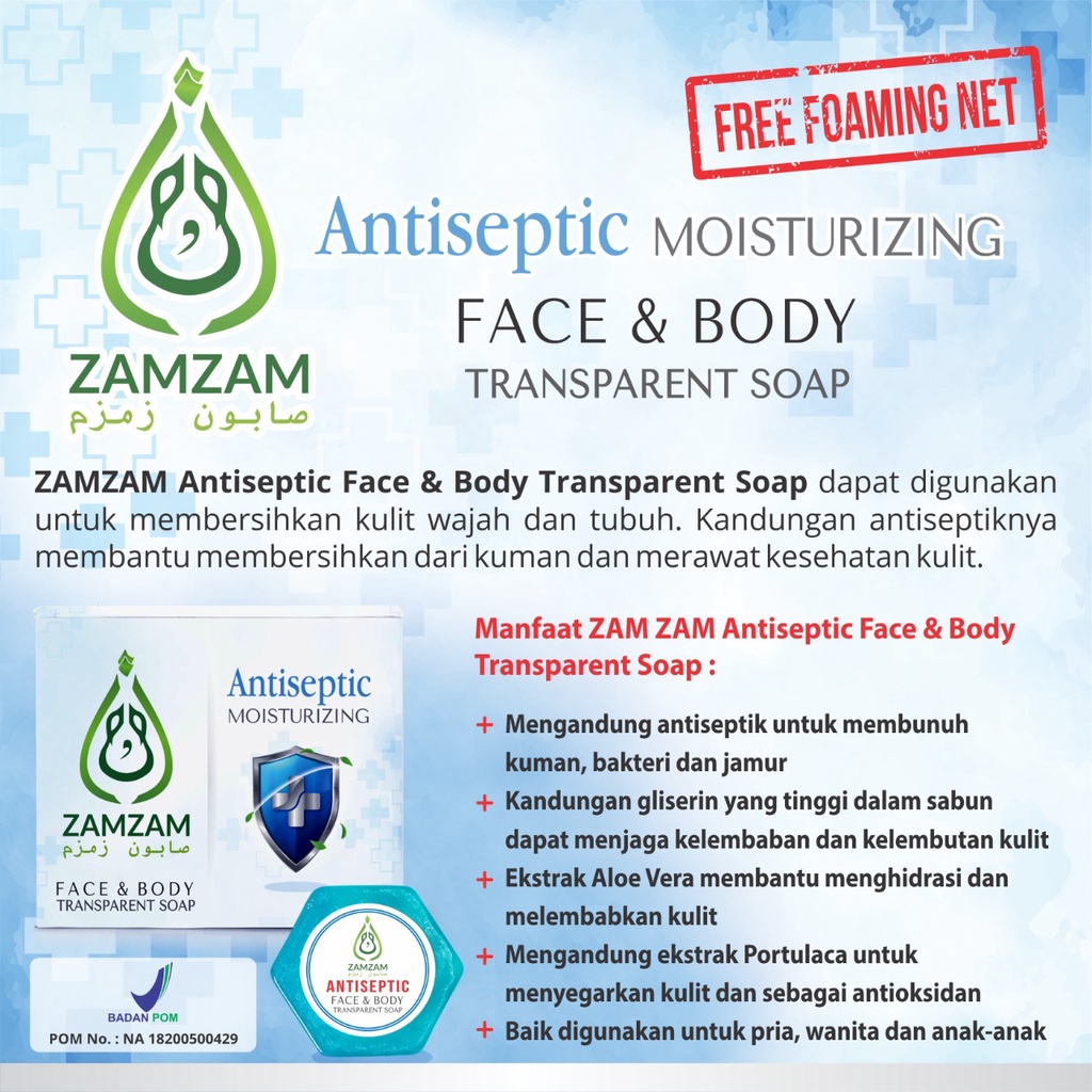 Jual ZamZam Face & Body Transparent Soap (Antiseptic Moisturizing