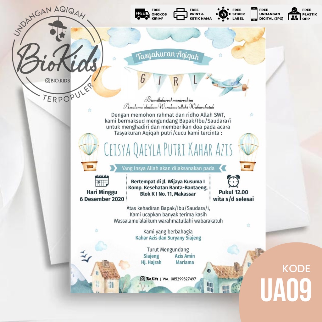 Jual [30 Desain] Undangan Aqiqah, Syukuran, Selapan, Tasyakuran
