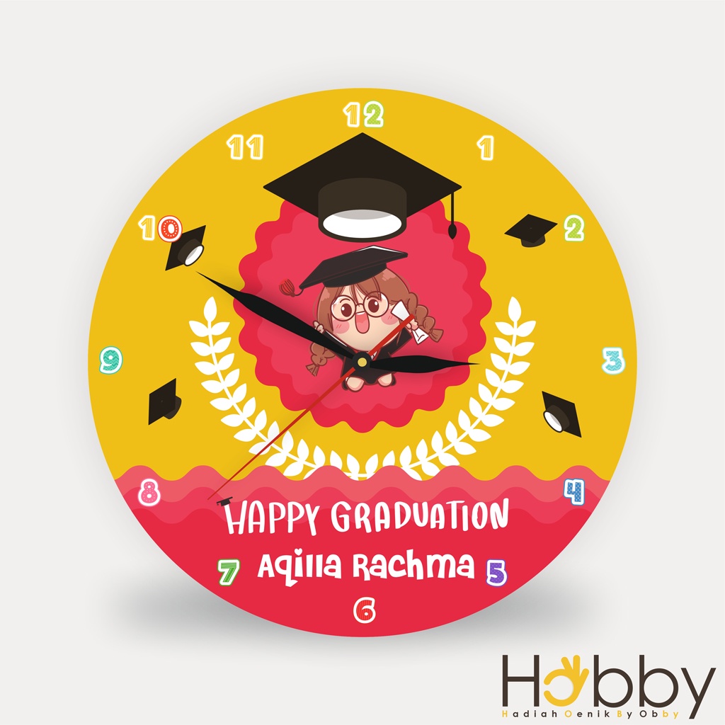 Jual JAM DINDING CUSTOM UNIK NAMA KARTUN HADIAH GRADUATION KAYU HAMPERS ...