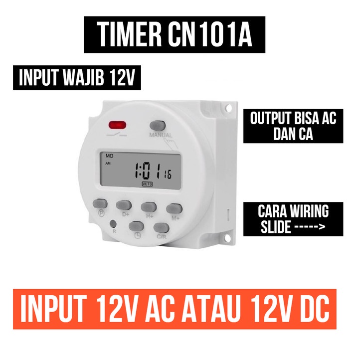 Jual Timer Digital Input12V AC DC 16A SWITCH AUTO ON OFF 12 V Output ...