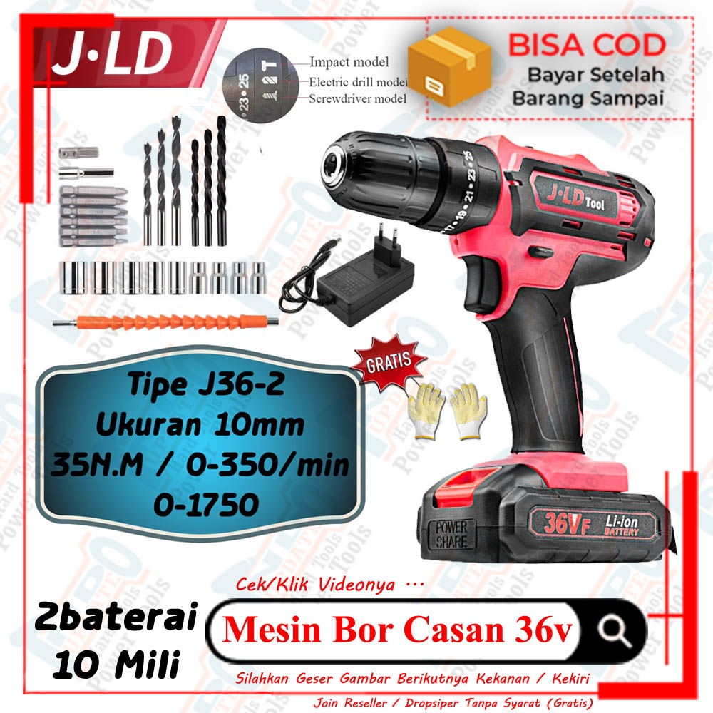 Jual Mesin Bor Cordless Impact Drill Set Beton Tembok Mm Baterai V Jld Batre Komplit Koper