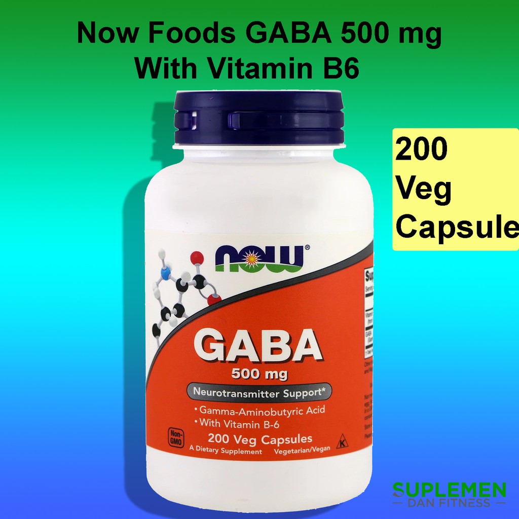 Jual Now Foods GABA 500 mg 200 Veg Capsules With Vitamin B6 500mg Vit B
