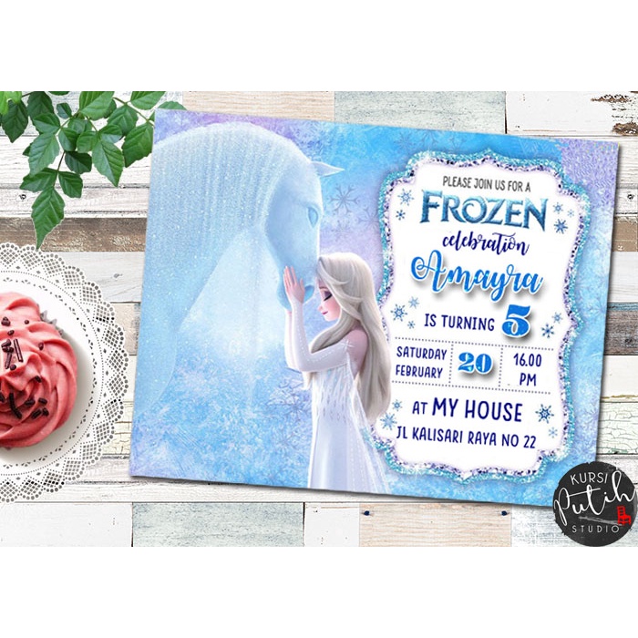 Jual kartu undangan ulang tahun birthday invitation tema frozen new