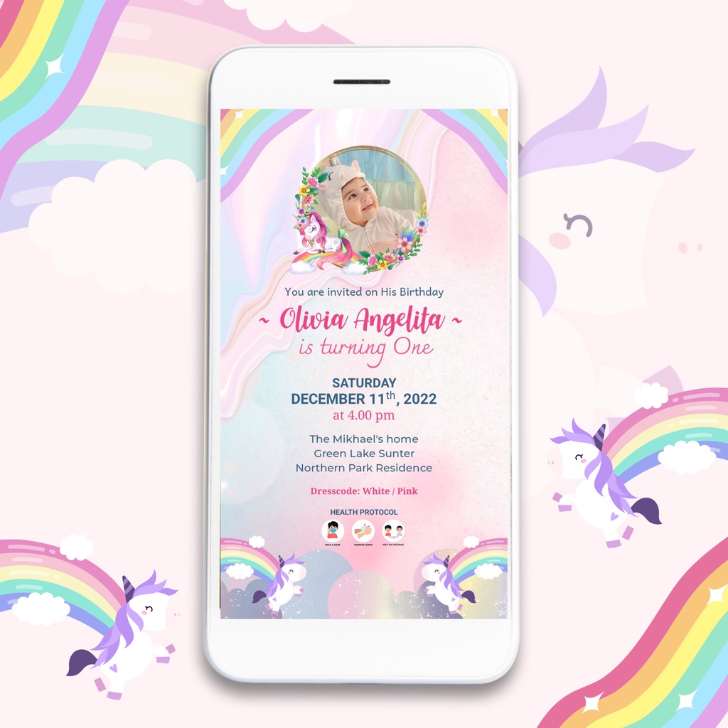 Jual Undangan Ulang Tahun Digital Video Unicorn Cantik | Shopee Indonesia