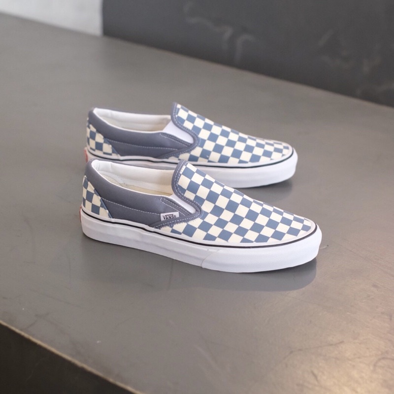 Baby Blue Mirage Checkerboard Blue Slip On Vans Vans Shoes Vans