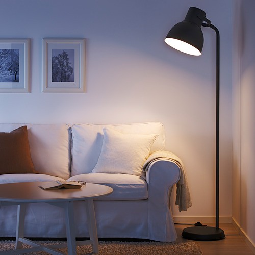 Lampu lantai ikea HEKTAR Lampu ruang tamu standing berdiri abu abu tua