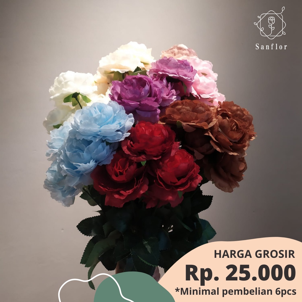 Jual Bunga Peony 7cabang/Bunga Peony mini /Bunga peony Palsu/Bunga ...
