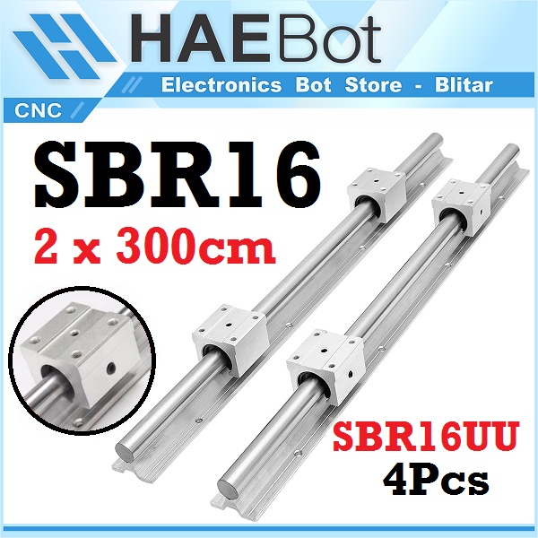 Jual [HAEBOT] Set Rail SBR16 SBR 16 2 x 300cm Rel Linear Shaft As 16mm ...