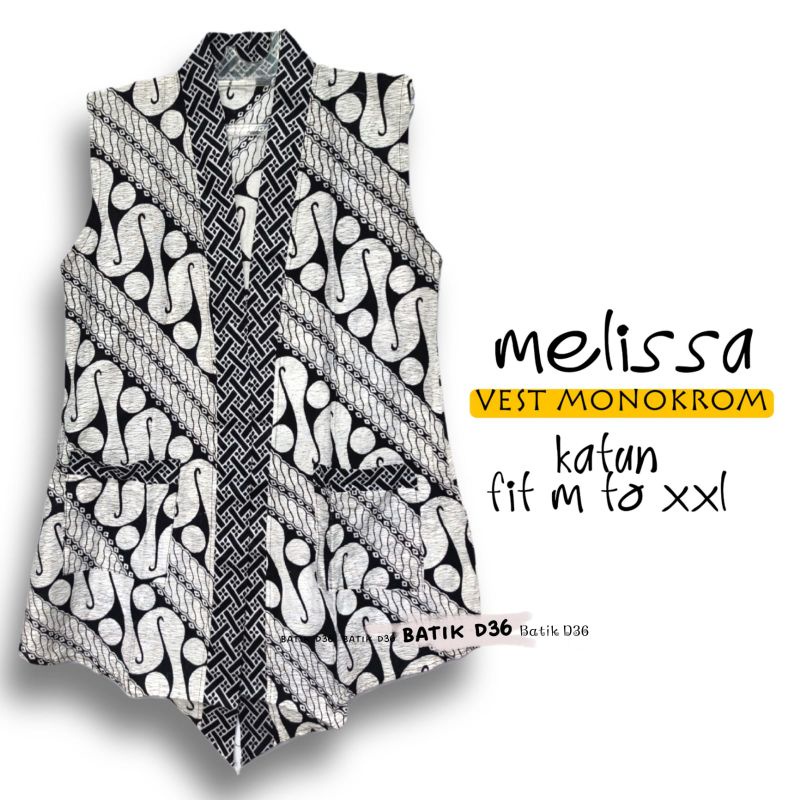 Jual Vest Katun Monokrom Melissa Baju luaran murah tanpa lengan motif ...